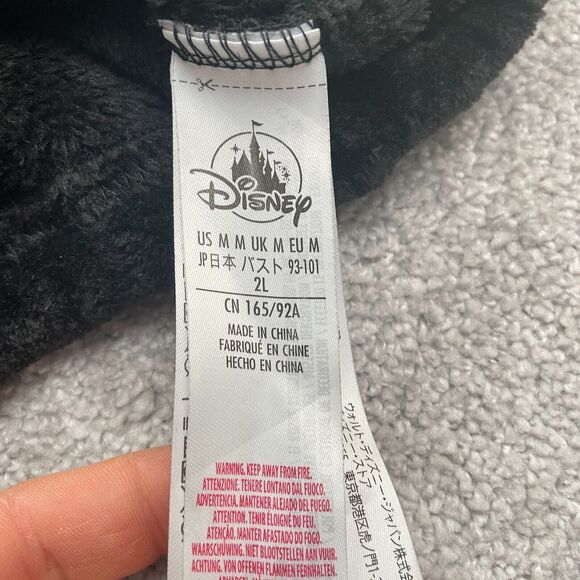Disney Soft Plush Sequin Mickey Mouse Cropped Jacket Womens 2L Black 1/4 Zip - Picture 9 of 13